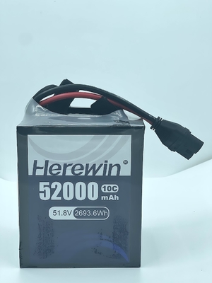 Soft Pack UAV Drone Pin 51.8V Herewin 14S 52000MAH AI Máy bay nông nghiệp máy bay không người lái LFP pin LIPO