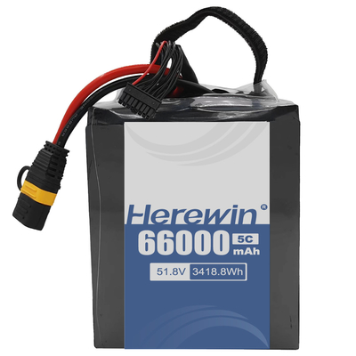 Giải pháp năng lượng công suất 14S2P 51.8V 66000mAh cho UAV Semi Solid State Battery 800 Cycle Life and Lightweight Design